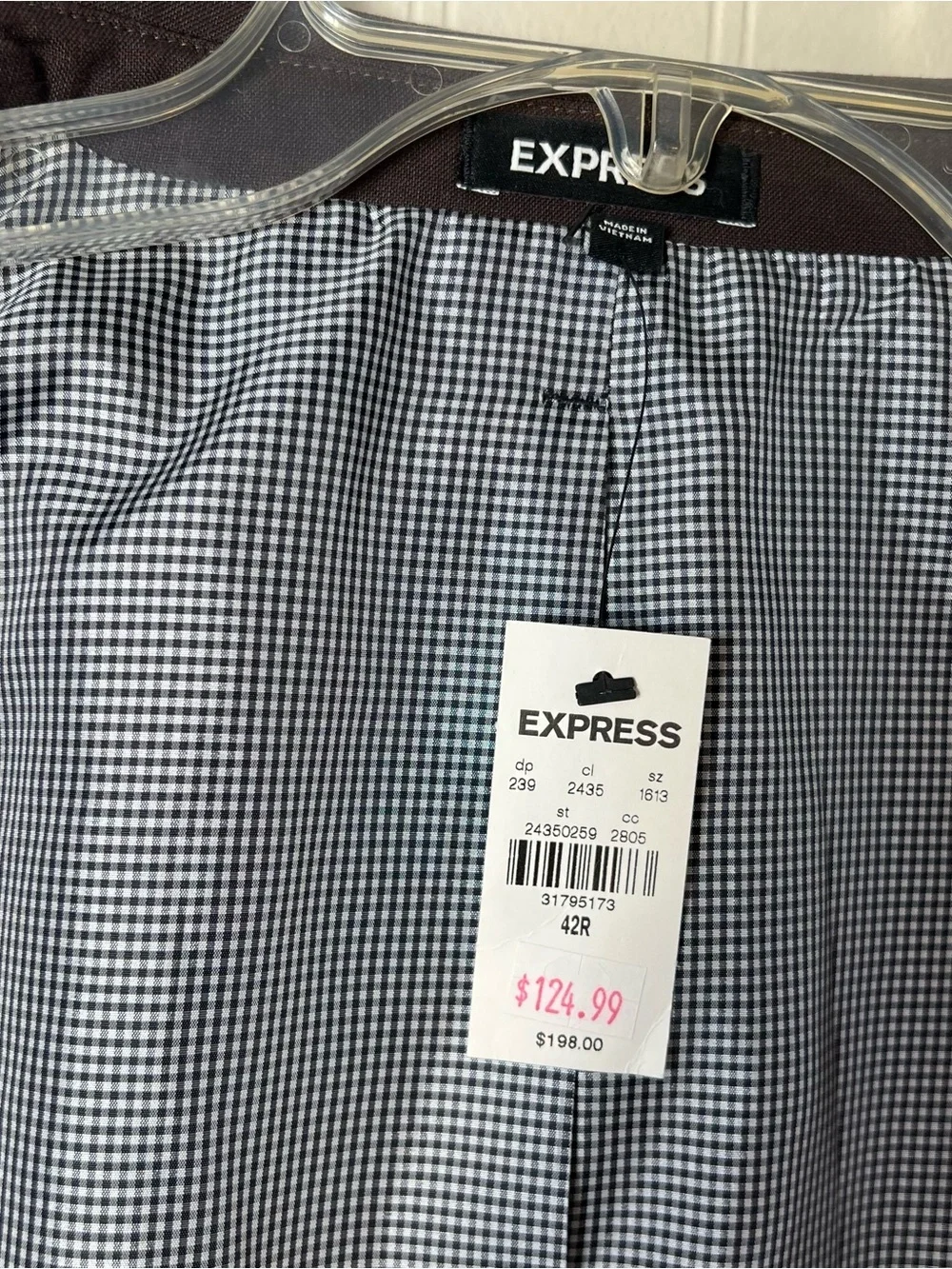 NWT Express Blazer Jacket Mens 42R Formal Business Extra Slim Fit